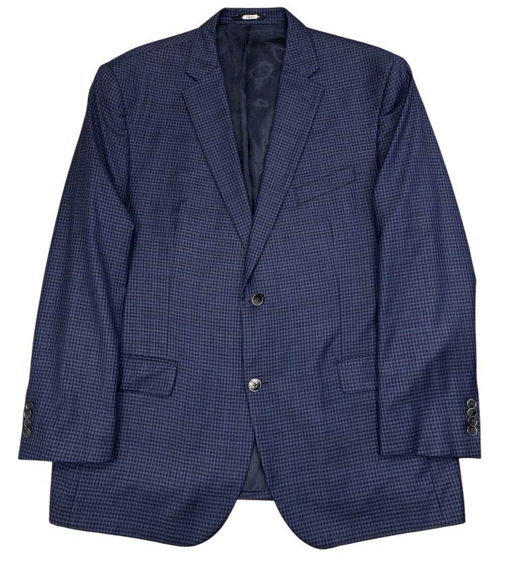 Loro Piana Cremieuz Blazer Jacket Mens 46R Navy Blue Check 100% Wool Canada